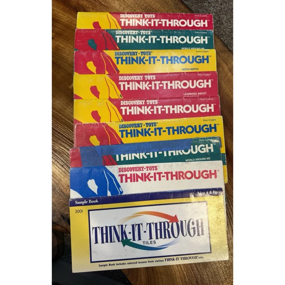 Vintage 1979-1980s Think-It-Through Tiles & 23 Book Lot Phonics Math Words More